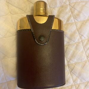 Glass and Gold Flask with Leather Cover